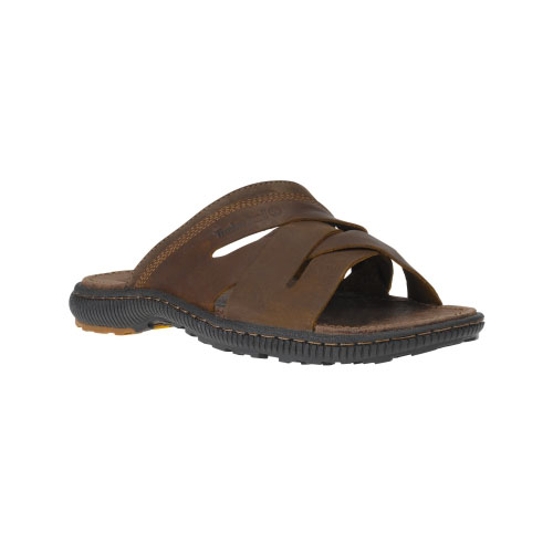 Men's Timberland® Hollbrook Leather Slide Sandals Brown
