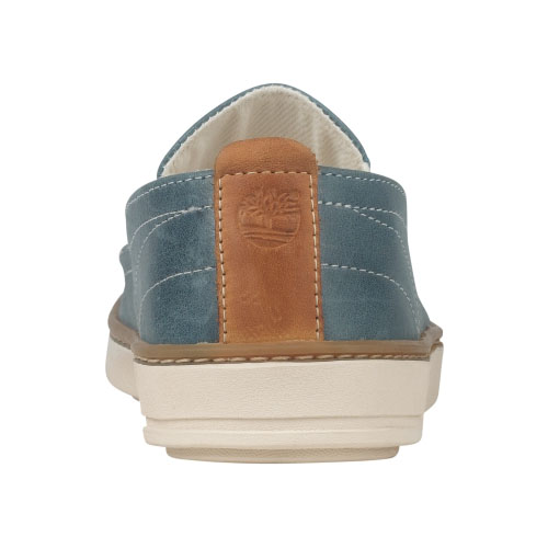 Men\'s TimberlandÂ® Hookset Handcrafted Leather Slip-On Shoes Blue Full-Grain