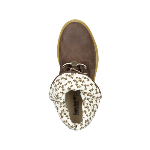 Women\'s Timberland® Authentics Roll-Top Boots Dark Brown Nubuck/Flowers
