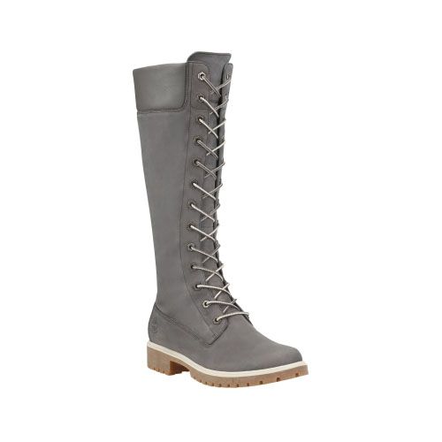 Women\'s Timberland® 14-Inch Premium Side-Zip Lace Waterproof Boots Dark Grey