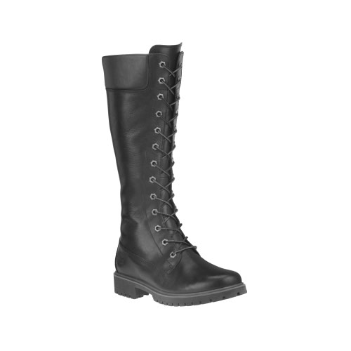 Women's TimberlandÂ® 14-Inch Premium Side-Zip Lace Waterproof Boots Black Smooth