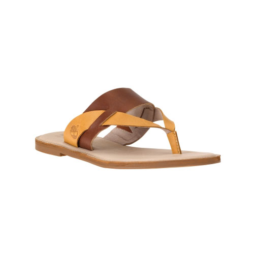 Women's TimberlandÂ® Sheafe Leather Thong Sandals Light Brown/Tan Full-Grain
