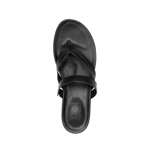 Women\'s TimberlandÂ® Harborview Leather Thong Sandals Black Full-Grain