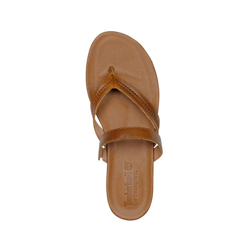 Women\'s TimberlandÂ® Harborview Leather Thong Sandals Light Brown Full-Grain